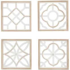 Set Of 4 Wood Geometric Beaded Wall Decors White - Olivia & May -Home Decor Series Store GUEST ca2fcd84 ad14 48b0 a552 b44cf8dc2c9a