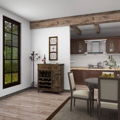 36" X 14" Wood Scroll Window Inspired Wall Decor With Metal Scrollwork Relief Brown - Olivia & May 2 36" X 14" Wood Scroll Window Inspired Wall Decor With Metal Scrollwork Relief Brown - Olivia & May - Image 2