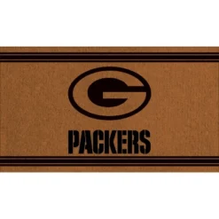 Evergreen Green Bay Packers Logo Turf Mat, Brown- 28 X 16 Inches Indoor Outdoor Doormat