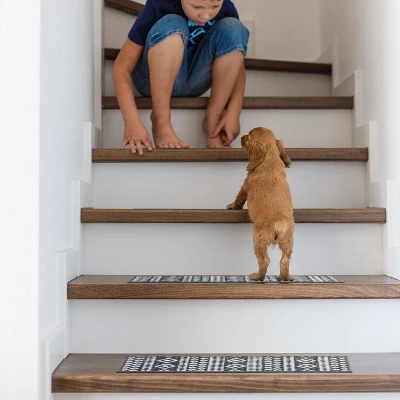 World Rug Gallery Geometric Bohemian Non-Slip Stair Treads 7 World Rug Gallery Geometric Bohemian Non-Slip Stair Treads - Image 7