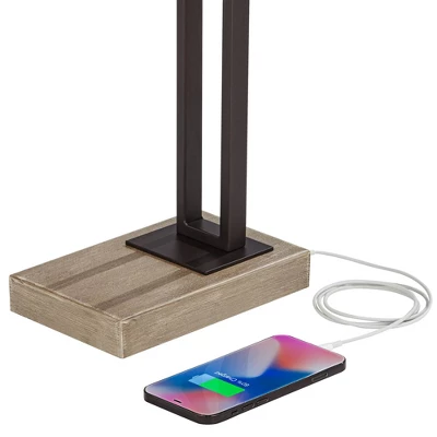 Franklin Iron Works Maricopa Rustic Farmhouse Desk Lamp 21 1/4" High Bronze Metal With USB And AC Power Outlet Mica Shade For Bedroom Living Room Home 3 Franklin Iron Works Maricopa Rustic Farmhouse Desk Lamp 21 1/4" High Bronze Metal With USB And AC Power Outlet Mica Shade For Bedroom Living Room Home - Image 3