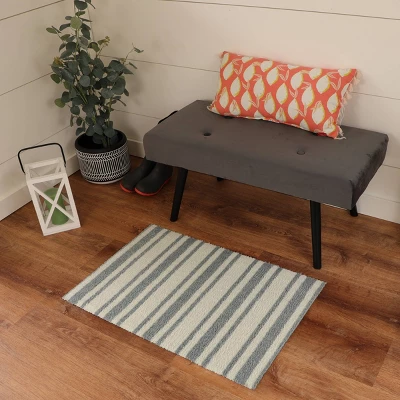 2'x3' ColorStar Timeless Stripe Door Mat Silver - Bungalow Flooring 2 2'x3' ColorStar Timeless Stripe Door Mat Silver - Bungalow Flooring - Image 2