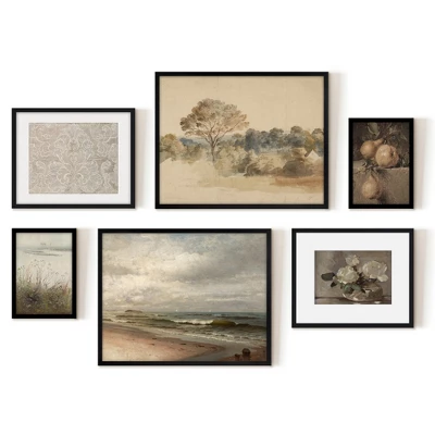 Americanflat 6 Piece Vintage Gallery Wall Art Set - Elm Tree Landscape, The Shore, Woven Silk Textile, Floral Still By Maple + Oak 4 Americanflat 6 Piece Vintage Gallery Wall Art Set - Elm Tree Landscape, The Shore, Woven Silk Textile, Floral Still By Maple + Oak - Image 4