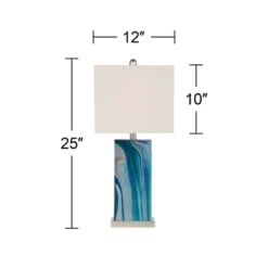 360 Lighting Connie Modern Table Lamps 25" High Set Of 2 Blue Faux Marble With USB Charging Ports LED White Shade For Bedroom Living Room House Desk 11 360 Lighting Connie Modern Table Lamps 25" High Set Of 2 Blue Faux Marble With USB Charging Ports LED White Shade For Bedroom Living Room House Desk -Home Decor Series Store GUEST d08add50 c60d 416a 8ee9 56db065cd09c