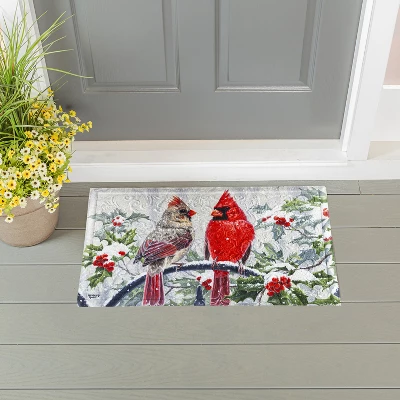 Evergreen Winter Peace Embossed Indoor Outdoor Doormat 1'6"x2'6" Red 2 Evergreen Winter Peace Embossed Indoor Outdoor Doormat 1'6"x2'6" Red - Image 2