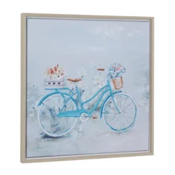 Canvas Bike Handmade Framed Wall Art With Tan Frame Blue - Olivia & May -Home Decor Series Store GUEST d288de6e 6cf3 4c34 82f8 bd4dcbc58112