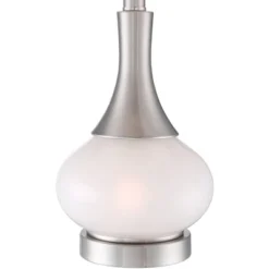 360 Lighting Serrena Modern Accent Table Lamp 23" High White Glass Brushed Nickel Metal With Nightlight Drum Shade For Bedroom Living Room House Home -Home Decor Series Store GUEST d2bcbf7e fc9c 4565 b112 6bfdfe104829