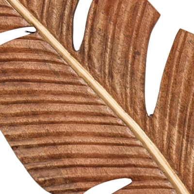 Set Of 3 Mango Wood Leaf Handmade Carved Wall Decors Brown - Olivia & May 5 Set Of 3 Mango Wood Leaf Handmade Carved Wall Decors Brown - Olivia & May - Image 5