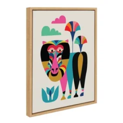 18" X 24" Sylvie Baboon Framed Canvas Wall Art By Rachel Lee Natural - Kate And Laurel