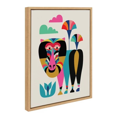18" X 24" Sylvie Baboon Framed Canvas Wall Art By Rachel Lee Natural - Kate And Laurel 1 18" X 24" Sylvie Baboon Framed Canvas Wall Art By Rachel Lee Natural - Kate And Laurel