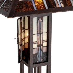 Robert Louis Tiffany Mission Rustic Floor Lamp 60 1/2" Tall Oiled Bronze With Nightlight Geometric Stained Art Glass Shade For Living Room Bedroom 10 Robert Louis Tiffany Mission Rustic Floor Lamp 60 1/2" Tall Oiled Bronze With Nightlight Geometric Stained Art Glass Shade For Living Room Bedroom -Home Decor Series Store GUEST d4414862 c059 4d23 bd0b d01eaeb7c439