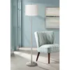 360 Lighting Abba Modern Floor Lamp Standing 66" Tall Brushed Nickel Silver White Hardback Tapered Drum Shade For Living Room Bedroom Office House