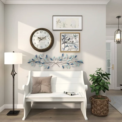 15" X 52" Metal Leaf Wall Decor With Gold Accent Blue - Olivia & May 8 15" X 52" Metal Leaf Wall Decor With Gold Accent Blue - Olivia & May - Image 8