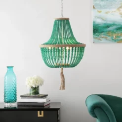 3-Light Lush Kristi Beaded Pendant Emerald - Safavieh -Home Decor Series Store GUEST db2a286c 6aa2 4b0a a42e 82bdf2f03e8d