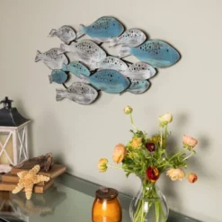 35.75" X 14.75" School Of Fish Metal Wall Art Sculpture Blue/Green/Silver - Danya B. -Home Decor Series Store GUEST ddc2e66f a218 44cf a3a5 61d2c8b67c81