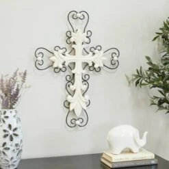 Wood Biblical Carved Cross Wall Decor With Metal Scrollwork - Olivia & May 8 Wood Biblical Carved Cross Wall Decor With Metal Scrollwork - Olivia & May -Home Decor Series Store GUEST de921a98 d98e 47a9 8f76 b133c109967e