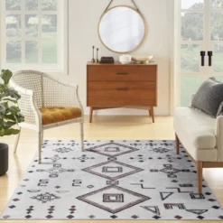 Nicole Curtis Machine Washable Series 1 Bohemian Diamond Motif Indoor Rug