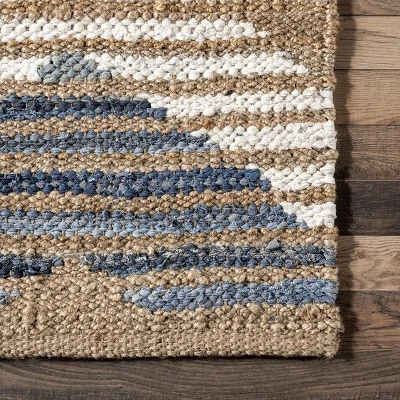 NuLOOM Hand Braided Marla Denim And Jute Diamonds Area Rug 4 NuLOOM Hand Braided Marla Denim And Jute Diamonds Area Rug - Image 4