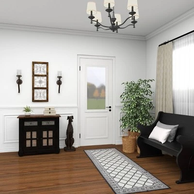 36" X 14" Wood Scroll Window Inspired Wall Decor With Metal Scrollwork Relief Brown - Olivia & May 5 36" X 14" Wood Scroll Window Inspired Wall Decor With Metal Scrollwork Relief Brown - Olivia & May - Image 5