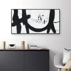 24" X 48" Balanced By Dan Houston Framed Canvas Art Print - Masterpiece Art Gallery