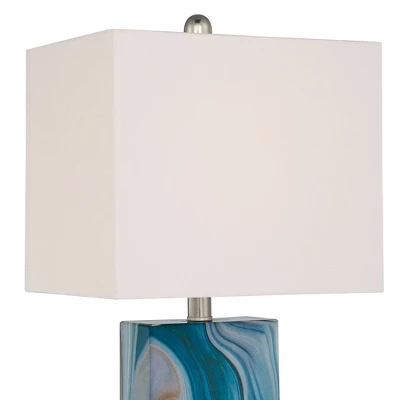 360 Lighting Connie Modern Table Lamps 25" High Set Of 2 Blue Faux Marble With USB Charging Ports LED White Shade For Bedroom Living Room House Desk 6 360 Lighting Connie Modern Table Lamps 25" High Set Of 2 Blue Faux Marble With USB Charging Ports LED White Shade For Bedroom Living Room House Desk - Image 6