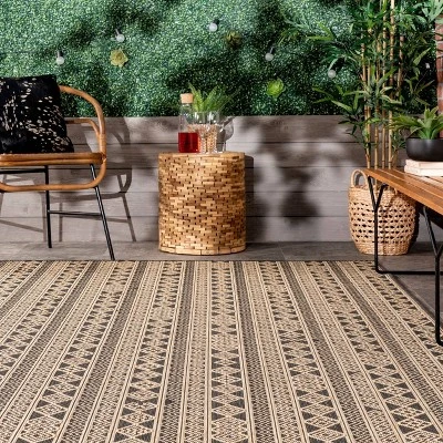 Devon Geometric Striped Indoor And Outdoor Area Rug - NuLOOM 7 Devon Geometric Striped Indoor And Outdoor Area Rug - NuLOOM - Image 7