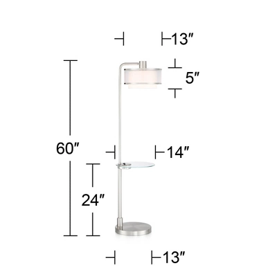 Possini Euro Design Modern Floor Lamps 60" Tall Set Of 2 With Tray Table USB Port Nickel Silver Organza White Linen Shades For Living Room 8 Possini Euro Design Modern Floor Lamps 60" Tall Set Of 2 With Tray Table USB Port Nickel Silver Organza White Linen Shades For Living Room - Image 8