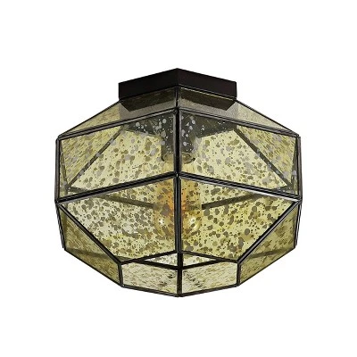 12.5" 1-Light Evelyn Vintage Farmhouse Iron/Glass LED Flush Mount Oil Rubbed Bronze - JONATHAN Y 6 12.5" 1-Light Evelyn Vintage Farmhouse Iron/Glass LED Flush Mount Oil Rubbed Bronze - JONATHAN Y - Image 6