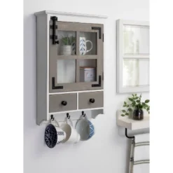 Hutchins Decorative Farmhouse Wood Wall Cabinet White/Gray - Kate & Laurel All Things Decor -Home Decor Series Store GUEST e692ae99 37d5 4e68 8d63 43c5b5d1a3f6
