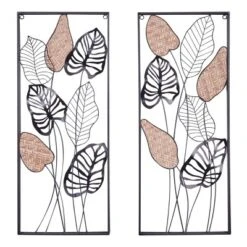 Set Of 2 Metal Leaf Tall Cut-Out Wall Decors With Intricate Laser Cut Designs Black - Olivia & May -Home Decor Series Store GUEST e69ab374 f6d1 42f2 821c 911cc6632d75
