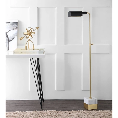 56.5" Iva Adjustable Library Floor Lamp Gold (Includes LED Light Bulb) -JONATHAN Y 2 56.5" Iva Adjustable Library Floor Lamp Gold (Includes LED Light Bulb) -JONATHAN Y - Image 2