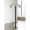 360 Lighting Modern Floor Lamp 56" Tall Dark Bronze Twin Arm Adjustable Gooseneck Neutral Cotton Drum Shade For Living Room Reading Bedroom