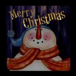 Northlight LED Lighted "Merry Christmas" Snowman Christmas Canvas Wall Art 11.75" X 11.75"
