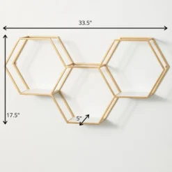 Sullivans Hexagonal Gold Metal Shelf 17.5"H Gold -Home Decor Series Store GUEST eaf517a0 345b 4aa1 9dcb 8841f7098c52