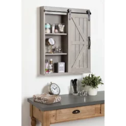 Decorative Wood Wall Storage Cabinet With Vanity Mirror Rustic Gray - Kate & Laurel All Things Decor -Home Decor Series Store GUEST eb08a2e6 77b6 4088 9169 23924290e4b0