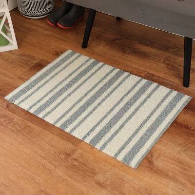2'x3' ColorStar Timeless Stripe Door Mat Silver - Bungalow Flooring 1 2'x3' ColorStar Timeless Stripe Door Mat Silver - Bungalow Flooring