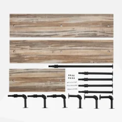 3-Tier Aurora Pipe Wall Shelf Unit Black/Rustic - Danya B. -Home Decor Series Store GUEST eb3af299 0808 4c05 bbd5 6b9cfb7e5c57