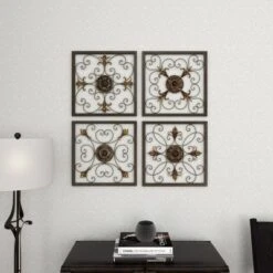 Metal Fleur De Lis Scrollwork And Wall Decor Set Of 4 Brown - Olivia & May -Home Decor Series Store GUEST eb527ab7 4c33 4dac b7b0 53294cc0b72e