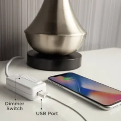 Vienna Full Spectrum Traditional Table Lamp With USB Charging Port 25" High Crystal Gray Shade Living Room Desk Bedroom House Bedside -Home Decor Series Store GUEST ebc0f417 de2e 4349 b9ed c3ead5843cdf