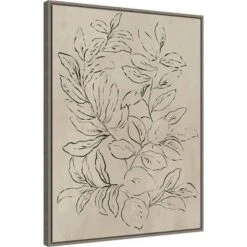 22" X 30" Outlined Leaves I By Asia Jensen Framed Canvas Wall Art Gray Wash - Amanti Art