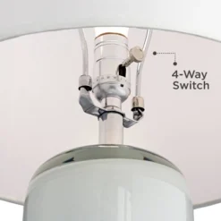 Possini Euro Design Modern Table Lamp With USB Charging Port And Nightlight LED 25" High Blue Art Glass White Shade For Bedroom Desk (Color May Vary) -Home Decor Series Store GUEST ecbfc282 7c8f 4e9d a69d a343b3107f18