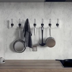 Emma And Oliver 34" Solid White Rustic Wall Hanging Storage Rack With Hooks For Entryway, Kitchen, Bathroom And More