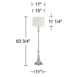 360 Lighting Karl Modern Floor Lamp Standing 63 3/4" Tall Brushed Nickel Metal White Tapered Drum Shade For Living Room House Bedroom Office Family -Home Decor Series Store GUEST f178c370 dbf8 40a9 acb1 1dccf861e0a3