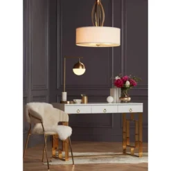 Possini Euro Design Luna Mid Century Desk Table Lamp 26 1/2" High Brass Metal With USB Charging Port Opal Glass Shade For Bedroom Living Room Bedside -Home Decor Series Store GUEST f1bed036 d898 408d 8225 a9d1914f0d71