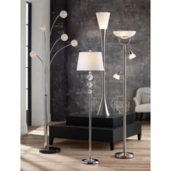 360 Lighting 3 In 1 Modern Torchiere Floor Lamp With Side Lights 70" Tall Brushed Nickel White Glass Shades For Living Room Reading Bedroom House Home -Home Decor Series Store GUEST f2691b9c 35a7 4ada ac0c d0ee693c4cff