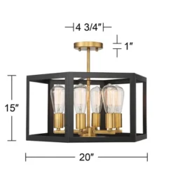 Possini Euro Design Beni Industrial Modern Farmhouse Ceiling Light Semi Flush Mount Fixture 20" Wide Antique Bronze Gold 6-Light For Bedroom Kitchen -Home Decor Series Store GUEST f2a3a383 5b8a 4c13 bc86 92ca1f31f72c