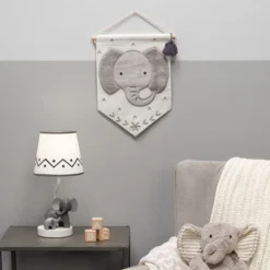 Lambs & Ivy Elephant Canvas Banner Nursery Wall Art / Wall Hanging - White/Gray -Home Decor Series Store GUEST f3a0eee7 63cb 445b 88f7 77f2b0eb8e36