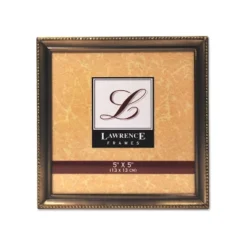 Lawrence Frames Antique Brass 5x5 Picture Frame - Bead Border Design 11455