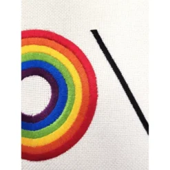 12"x12" 'Love' Embroidered Pride Square Throw Pillow Rainbow/Cream - Edie@Home