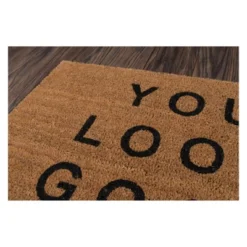 1'6"x2'6" 'You Look Good' Woven Door Mat Natural/Black - Novogratz By Momeni